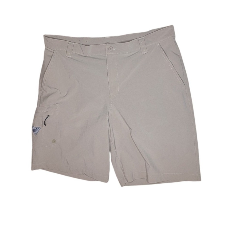 Columbia PFG Shorts Mens 38 Tan Performance Fishing Omni-Shade 10 Inseam Utility